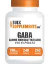 BulkSupplements.com Gamma replicabutyric Acid Capsules - GABA Supplement, GABA 750 mg - Vegan & Gluten Free, 1 Capsule per Service, 240 Count (Paket of 1)