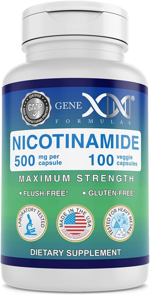 Genx Formulas - Nicotinamid 500 mg Vitamin B3 Flush Sağlıklı Cilt için Niacin Capsules - Niacinamid Tamam Pills Keratin & Destek Skin Hücre Sağlık & Enerji - (100 Capsules)