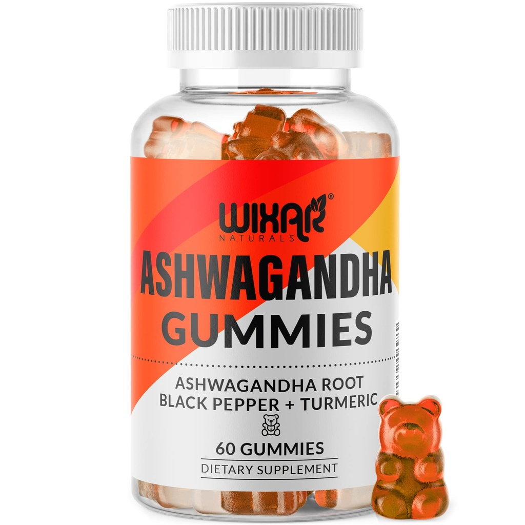 Turmeric ve Black Pepper Extract ile Ashwagandha Gummies - Herbal Gummy Supplement - 60 Gummies