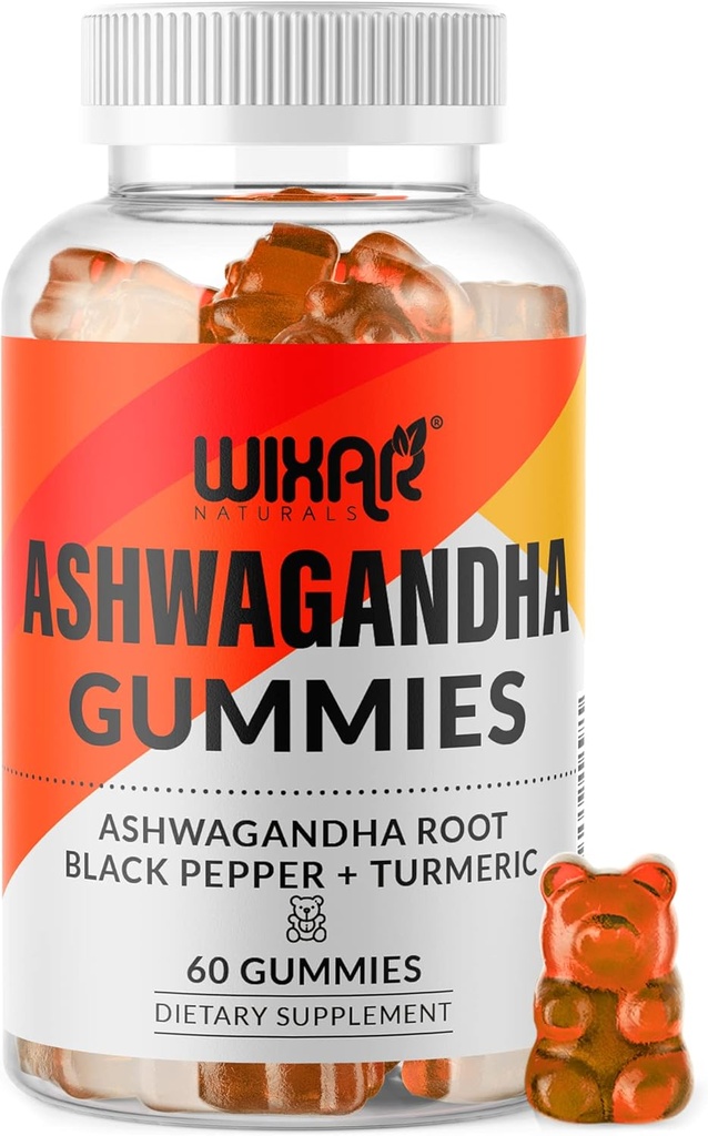 Turmeric ve Black Pepper Extract ile Ashwagandha Gummies - Herbal Gummy Supplement - 60 Gummies