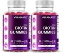 Vitamatic Biotin Gummies 10.000 mcg for Stronger Saç, Skin & Nails - 60 Vegan Gummies - Ayrıca B7 (2 Şişe)