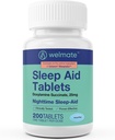 WELMATE - Nighttime Sleep Aid - Doxylamine Succinate 25 mg - Yetişkinler ve Çocuklar için 12+ - 200 Tablet