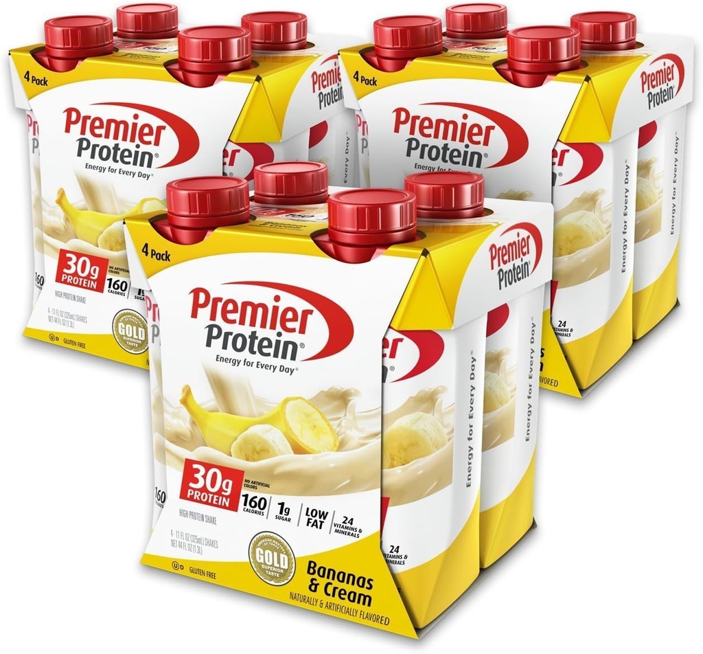 Premier protein iiEjNj 30g protein Shake, 11 fl oz Şişe, Banana 12 Kont (2 Pack)