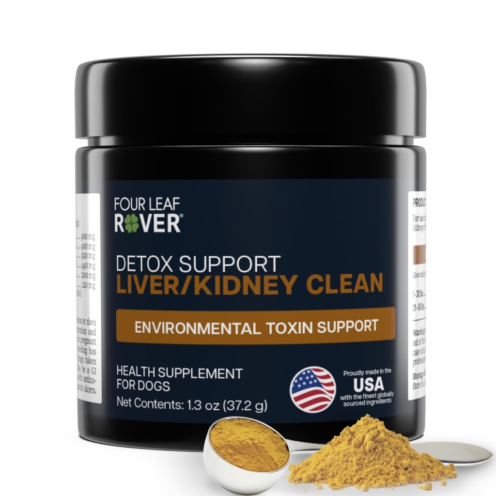 Four Leaf Rover Dog Liver Support - Organik Süt Butle & Mushrooms - Kidney Support - Detox & Cleanse - Veterinarian Formulated