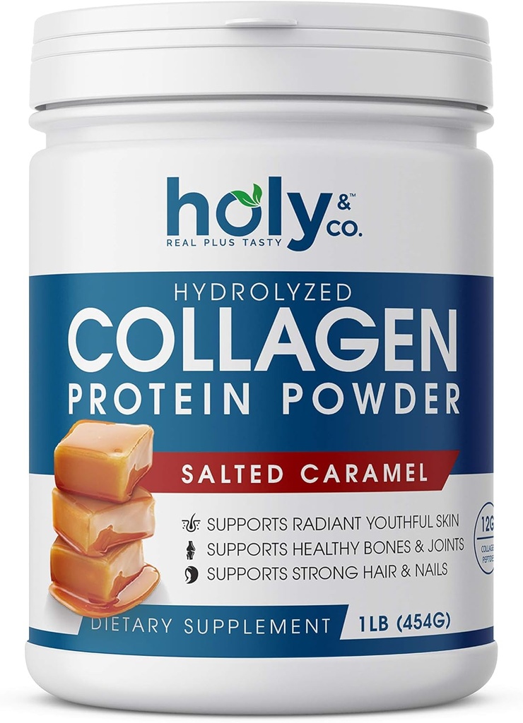 Kutsal ve Co. Collagen Peptides Protein Toz for Men and Women - Non-GMO, Keto/Paleo Friendly, Kosher & Gluten Free - Salted Caramel 16oz (1LB)