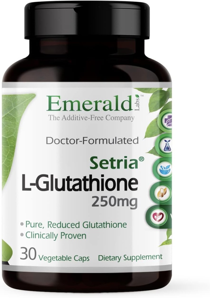 EMERALD LABS Setria L-Glutathione - Güçlü Glutathione Supplement - Liver & Immunity Support* - Gluten-Free - 30 Sebze Capsules