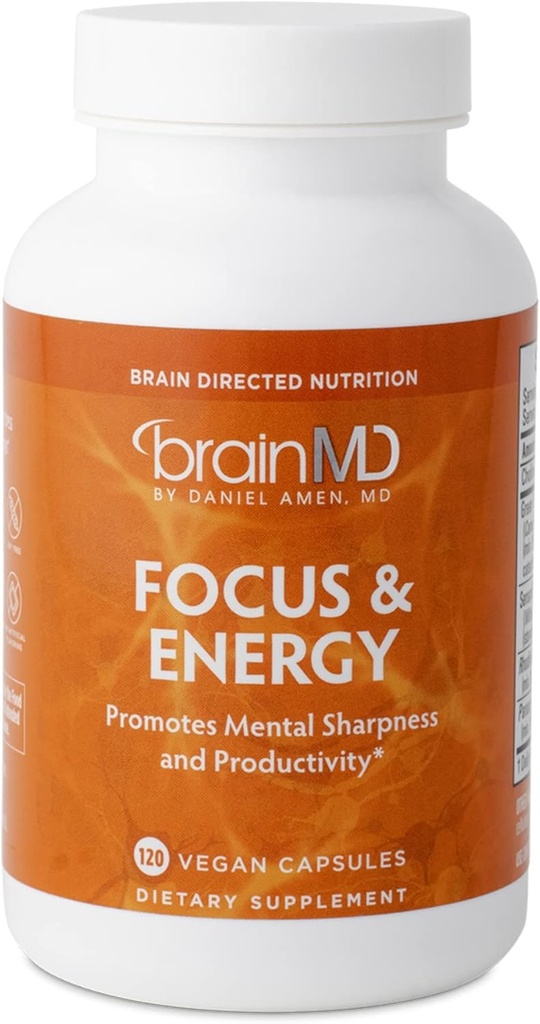 BRAINMD Dr Amen Focus & Energy - 120 Capsules, Pack of 2 - Promosyonlar Concentration & Dikkat - Caffeine Free, Gluten Free - 60 Toplam Hizmetler