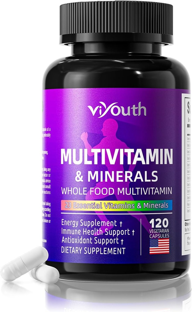 Kadınlar ve Man için çok fazla vitamin, 13 Temel Vitaminler, 9 Mineraller, Ashwagandha ve Choline, Immunity, Vitality ve Improving Skin Health, 120 Capsules
