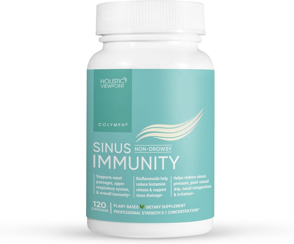 CoLymph® Sinus Immunity: Herbal Supplement with Quercetin, Bromelain, Berberine, Nettle, Sinus Congestion, Baskı & Irritation, Mevsim Nasal & Immune Care, 120 Vegan Capsules