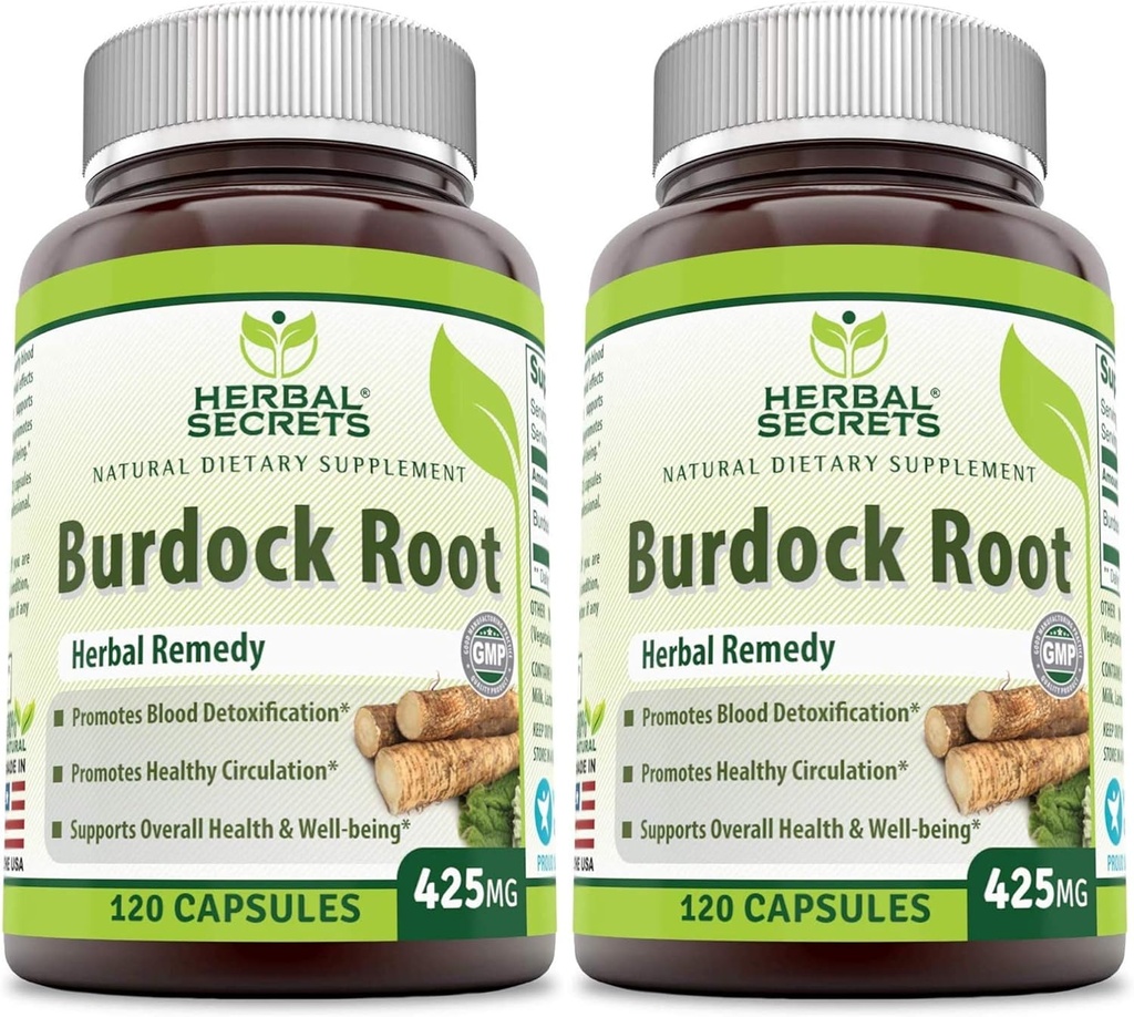 Φυτικά μυστικά Burdock Root 425 Mg Κάψουλες (Non-GMO) (120 Count - Pack of 2)