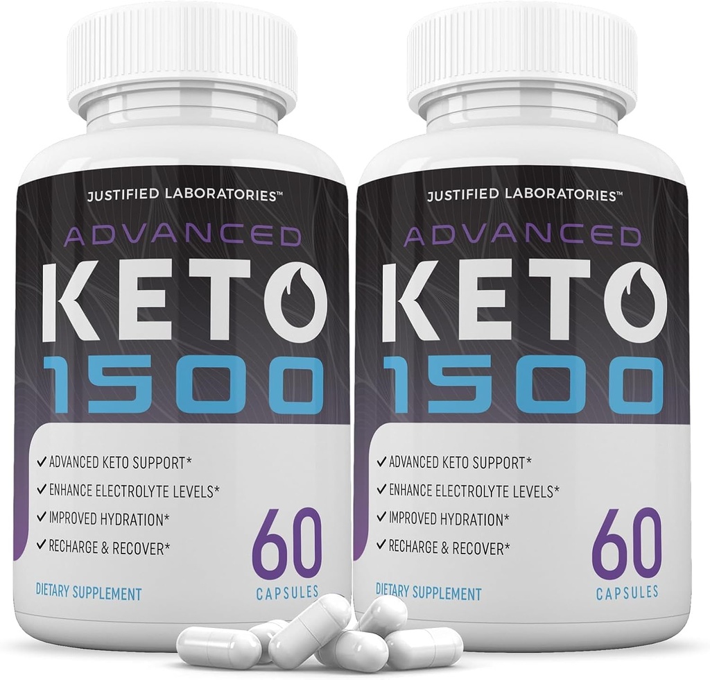 Justified Laboratories (2 Pack Advanced Keto 1500 Keto Pills 1275MG New & Improv Formula Contains Apple Cider Vinegar Ekstra Virgin Zeytinyağı Toz Yeşil Çay Broşürü 120 Capsules