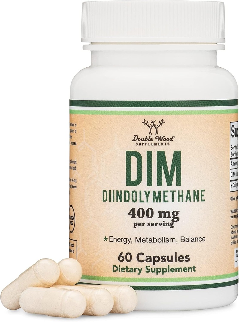 DIM Supplement for Women and Men (Diindolylmethane Estrogen Blocking Supplement, Hormonal Acne Tedavisi, Kadınlar için Hormon Dengesi) 400 mg Servisleri, 200 mg Per Capsule, Double Wood