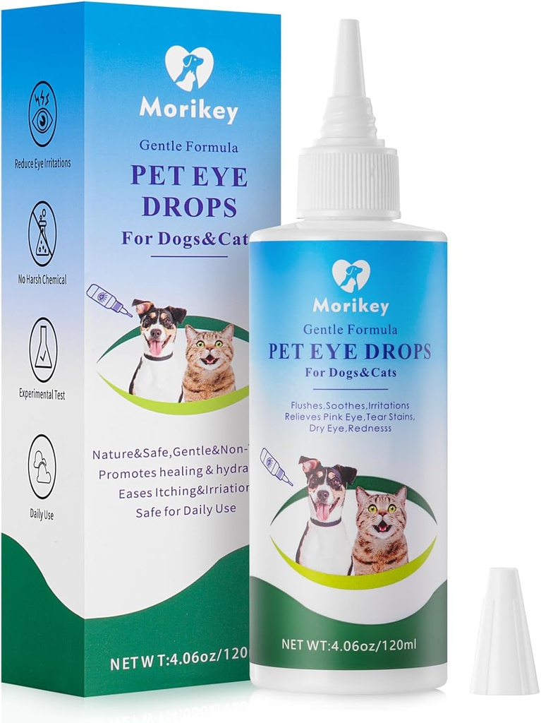 Pet Eye Drops,Gentle&Safe Dog Eye Drop for Enfeksiyon,Relieve Eyes Itching & Irritation,Remove Tear Stains,Safe for All Animal, 4.06oz,120 ml