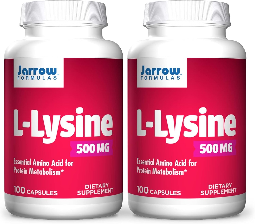 Jarrow Formulas L-Lysine, Protein Metabolism, 500 Mg, 100 Kont (Pack of 2)