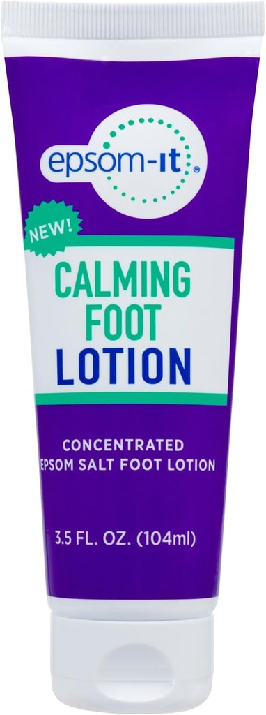 Epsom-It Calming Foot Lotion - Topical Magnezyum Cream for Tired Feet & Ankles, Epsom Salt Magnezyum Sulfate Rub with Urea, Soften Sert Skin & Cracked Heels, Stiffness in Legs, Dizler ve Ayaklar, 3.5oz