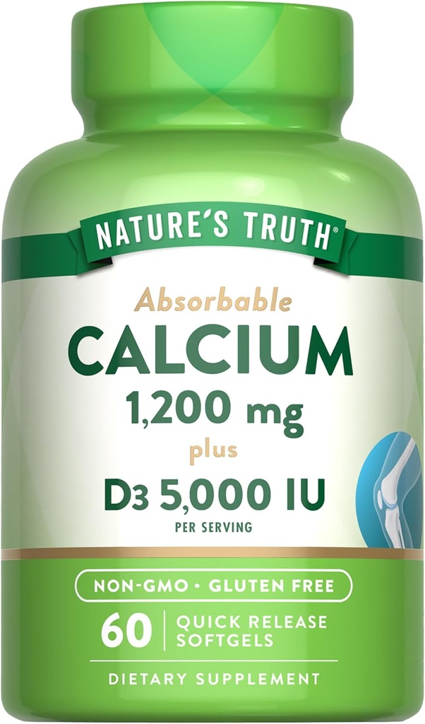 Nature's Truth Calcium 1200mg με βιταμίνη D3 5000 IU 
