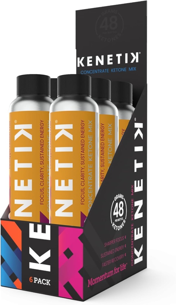 KENETIK Keton Mix, Exojen Ketones Mix, Keto, Caffeine & Sugar Free, Vegan Supplement For Clean Energy & mental Focus, Kahve Alternatif D-BHB ile - Pinele Passionberry Flavor, 6PKKK