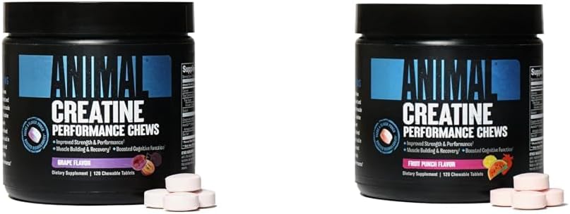 Animalισκία Creatine των ζώων - Ενισχυμένη κρεατίνη Μονοένυδρη με AstraGin για να βελτιώσει την απορρόφηση & Creatine Chews δισκία - Ενισχυμένη κρεατίνη Μονοένυδρη