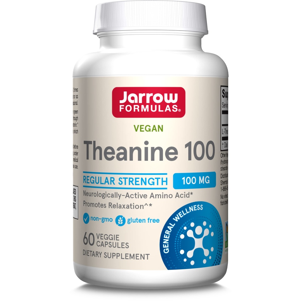 Jarow Formulas® Κανονική δύναμη Theanine 100 mg, Συμπλήρωμα διατροφής, 60 κάψουλες, 60 ημέρες προσφοράς