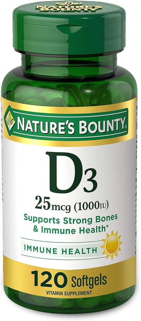 Nature's Bounty Vitamin D3 1000 100 mg Soft Gels, 120 Kont