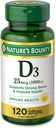 Nature's Bounty Vitamin D3 1000 100 mg Soft Gels, 120 Kont