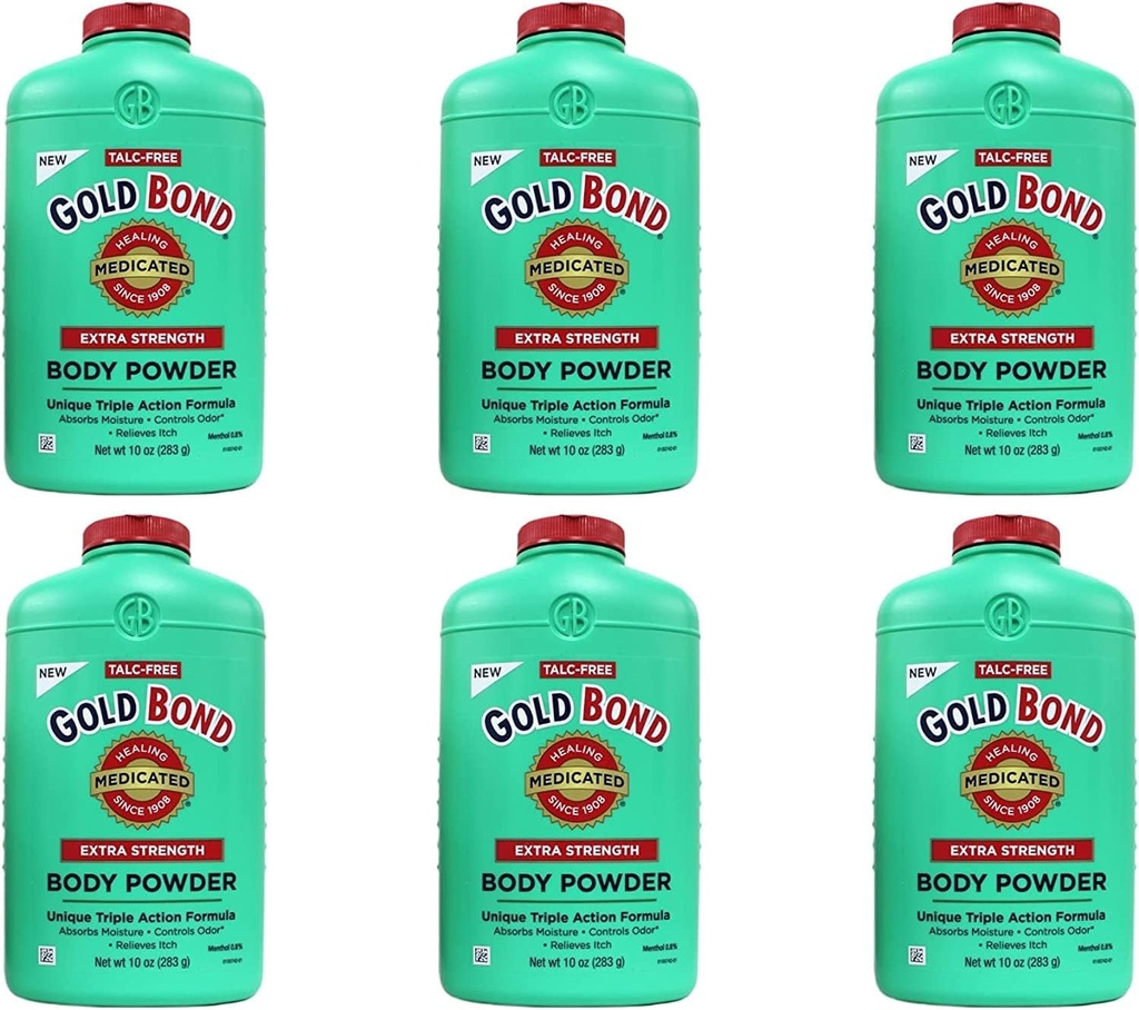 Altın Bond Vücut Tozu Ekstra Güçlü - 10 oz, 6 Paket, Talc-Free