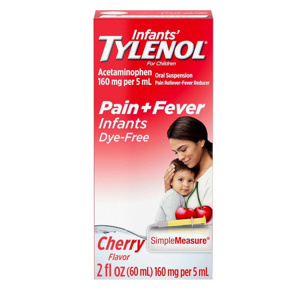 Bebeklerin Tylenol Sıvı Ağrısı ve Ateşi, Oral Suspension, Sore Throat, Headache & Teething Ateşi, Çocuklar için Perspektif; Cherry Flavor, 2 fl. oz.