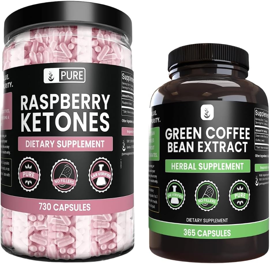 PURE ORIGINAL INGREDIENTS Raspberry Ketone ve Green Coffee Bean Extract Sche, Çeşitli Boyutlar, No Fillers, Lab TY