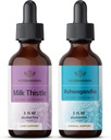 HERBAMAMA Herbal Liquid Drops Kit - Bundle of Milk Thistle Extract & Ashwagandha Root Tincture 2 fl oz - Vegan, Non-GMO, Sugar & Alcohol-Free - 2 Pack