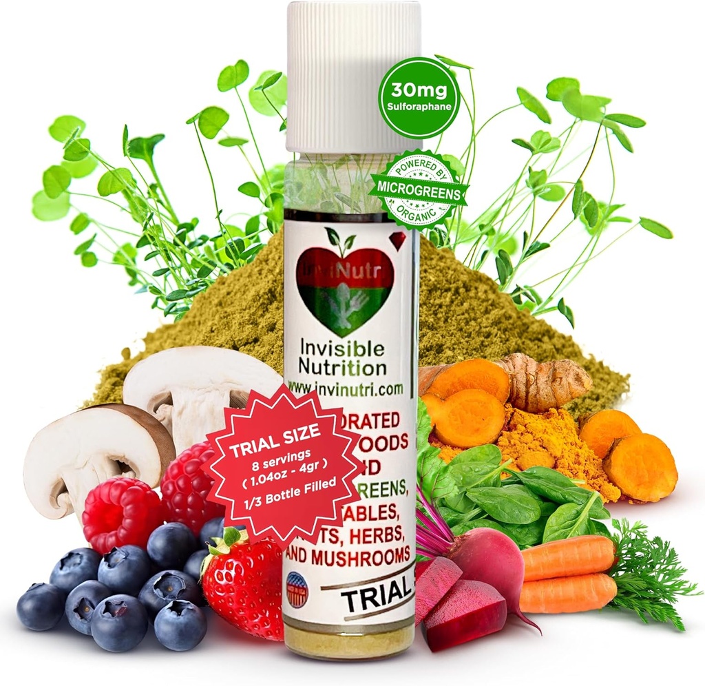 InviNutri Superfood Toz for Picky Eaters – Duy-Friendly, 40x Nutrient-Rich, 30 mg Sulforaphane - Organik Mikroyeşiller, Meyveler ve Veggies - Çoğu Meals - Deneme Portion