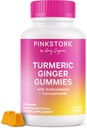 Pink Turmeric Turmeric Ginger Gummies – Gut & Digestive Υποστήριξη για τις γυναίκες – Anti Bloating Supplement with Antioxidants – Spiced Apricot Flavor, 60 Vegan Gummies