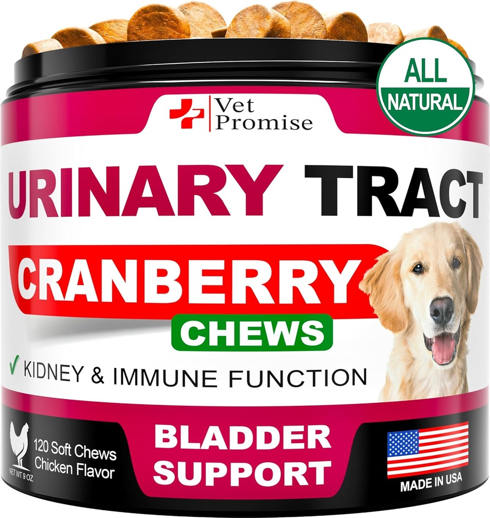 Köpek UTI Tedavisi - Köpekler için Cranberry Supplement UTI - Bladder Control - Urinary Tract Enfeksiyon Tedavisi Tıp - Cranberry Supplement Vitamins Multivitamin Chews - ABD'de Yapılan