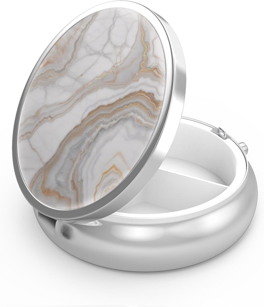 Pill Box 3 Küçük Pill Vakasını Karşılaştırmak, Pocket veya Purse Pill Organize Pill Konteynerleri Vitaminler, İlaçlar, Fish Oil ve Supplements (Gray Marbling Gold)