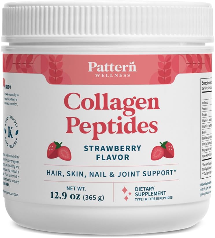 Desen Wellness CollagenRa Toz (Type I & III) - Saç, Nails, Skin & Ortak Destek - Grass Fed & Pasture-Raized - Hydrolyzed, Non-GMO, Dairy Free, & Keto-Friendly - Strawberry (13 Oz)