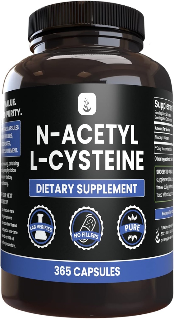 ΑΡΩΜΑΤΙΚΑ ΑΡΧΙΚΑ ΣΥΣΤΑΤΙΚΑ N-Ακετυλο L-Cysteine (365 κάψουλες) Όχι Μαγνήσιο ή Ρύζι Fillers, Πάντα καθαρό, Εργαστήριο Επαληθευμένο