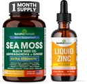 SANDHUHERBALS Sandhu Herbals Sea Moss 60 Κάψουλες & Υγρός ψευδάργυρος ιωνικές σταγόνες Συμπλήρωμα 4 fl oz 