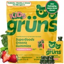 Çocuklar için Çokvitamin, Super Greens Gummies, Superfood Gummy Bears 20+ Vitamins & Minerals, Spirulina, Chlorella, Prebiyotiks Fiber for Digestive Health, Adaptogens Supplement, 28 gün Supply Gummy Bears