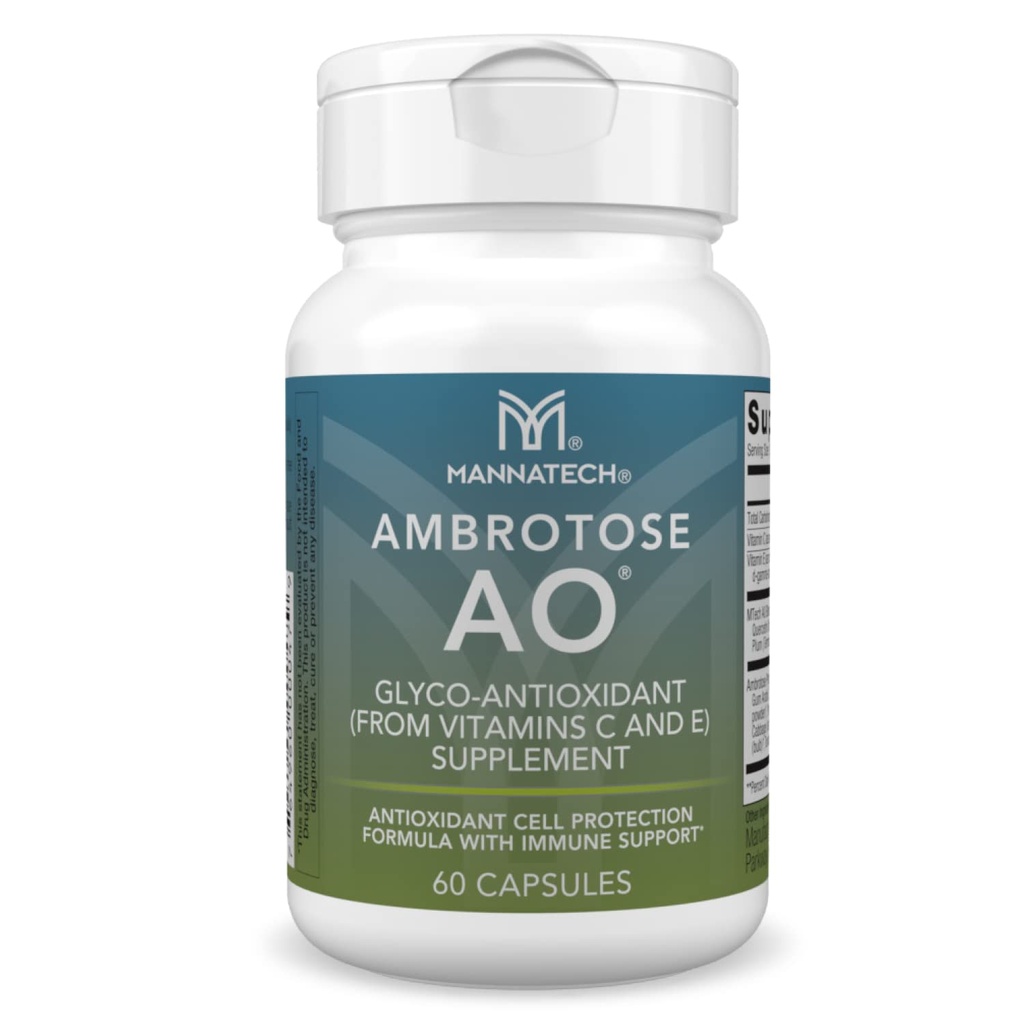 Mannatech Ambrotose AO 60 Κάψουλες Φορτωμένες w/ Βιταμίνη C και Βιταμίνη Ε. Βοηθά το Σώμα κατά των Ελεύθερων Ριζοσπαστών. Χωρίς γλουτένη, χωρίς γαλακτοκομικά και χορτοφαγικά συμπληρώματα υποστήριξης