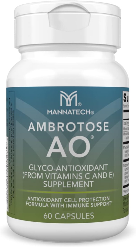 Mannatech Ambrotose AO 60 Capsules V / Vitamin C ve Vitamin E. Ücretsiz Radikallere Karşı Vücut Yardım Ediyor. Gluten-Free, Dairy-Free & Vegetarian-Friendly Immune Support Supplement