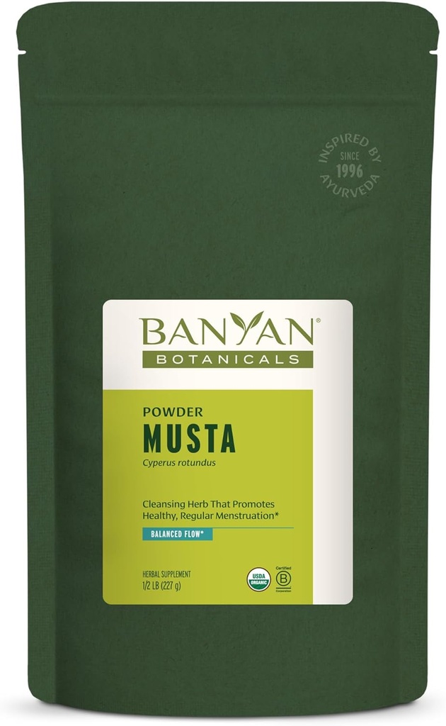 Banyan Botanicals Musta Powder – Organic Cyperus Rotundus – Natural Ayurvedic Herbal Menstruation Supplement – Liver Health Supplement and Digestion Aid* – ½ lb. – Non-GMO Sustainably Sourced Vegan