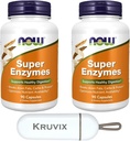 Şimdi Gıdalar Tamamlıyor, Super Enzymes | Bromelain, Ox Bile, Pancreatin ve Papain, Super Enzymes | 90 Capsules - Pill Organizer ile 2 Paket
