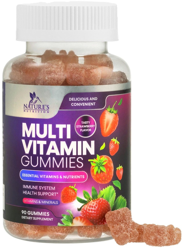 Πολυβιταμίνες Gummies για ενήλικες, Daily Gummy Βιταμίνες & Ορυκτά με Βιταμίνες Α, C, D, B12 για γυναίκες & άνδρες, Ανοσοποιητική Υποστήριξη Gummy Multivitamins συμπλήρωμα, Ενηλίκων Multi VIT Βιταμίνη - 90 Gummies