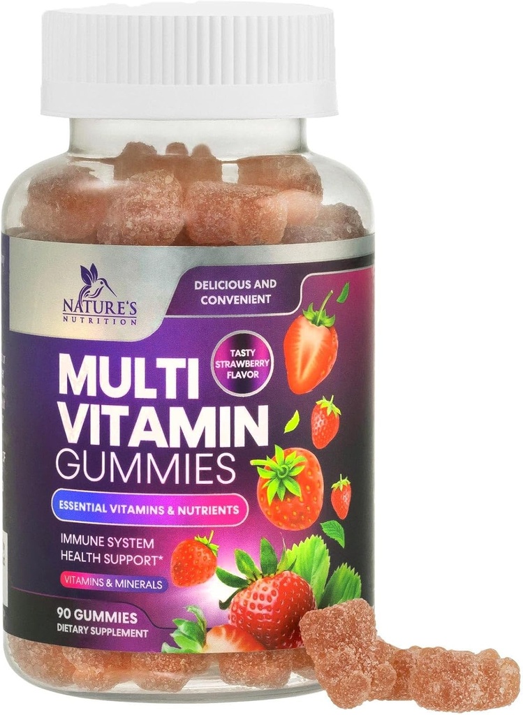 Yetişkinler için Çokvitamin Gummies, Daily Gummy Vitamins & Minerals with Vitamins A, C, D, B12 for Women & Men, Immune Support Gummy Multivitamins Supplement, Adult Multi VIT Vitamini - 90 Gummies
