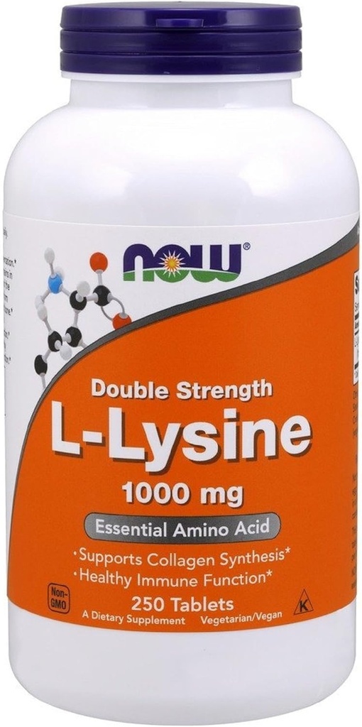 Now L-Lysine 1000 mg Double Strength,250 Tablets