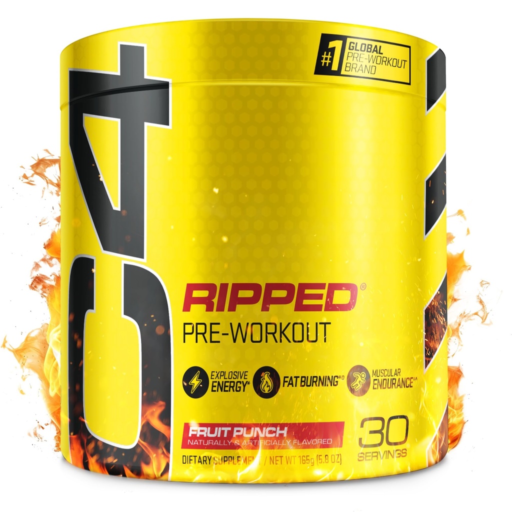 Cellucor C4 Rippped Preworkout Punch Φρούτων Σκόνης - Createine Free + Sugar Free Preworkout Συμπλήρωμα Ενέργειας για άνδρες και γυναίκες - 150mg καφεΐνη + Beta Alanine + απώλεια βάρους - 30
