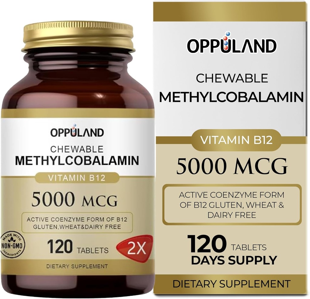 En İyi B-12 5000 Ceble Çekilebilir - Vitamin B12 Mekotik Tabletler - Enerji ve Beyin Fonksiyonları - Vegan Tamam - Orange Flavor - 120
