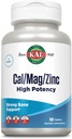 KAL Cal/Mag/Zinc | 1000 mgelli, 400 mg & 15mg çinko | Bone, Muscle, Heart & Immune Support | 100ct, 33 Serv