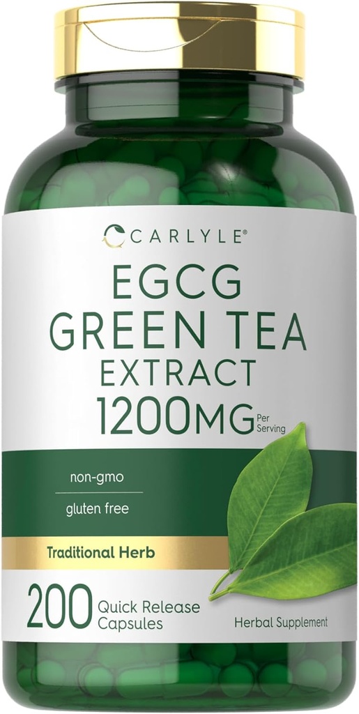 Carlyle EGCG Green Tea Extract Supplement | 1200 mg | 200 Capsules | Non-GMO ve Gluten Free