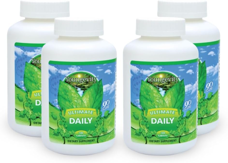 Youngevity Ultimate Daily Mega Multivitamin - 20+ Vitaminler ve Mineraller w / CoQ10 - Vitaminler A, C, D, E, çinko, Folate, Selenium, Kalsiyum, Chromium ve Daha Fazlası - Yüksek Metabolizma 180 Tabletler (Pazarlama)