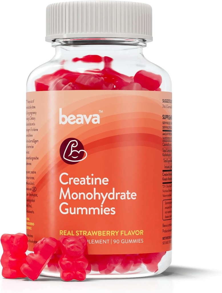 Tinatine Monohidrat Gummies - 30 Hizmet - Vegan Tinatine Chews for Muscle growth, Muscle Recovery, Workout Recovery, Anaerobik Endurance - Hayır Yüklenme - Strawberry - Low Sugar